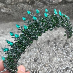 Belicia Yeşil Gelin Kına Tacı Özel Gün Aksesuar Kadın Taç Saç Aksesuarı-BELICIA-5 Belicia Yeşil Gelin Kına Tacı Özel Gün Aksesuar Kadın Taç Saç Aksesuarı-BELICIA-5