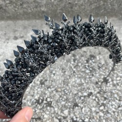 Belicia Siyah Gelin Kına Tacı Özel Gün Aksesuar Kadın Taç Saç Aksesuarı-BELICIA-6 Belicia Siyah Gelin Kına Tacı Özel Gün Aksesuar Kadın Taç Saç Aksesuarı-BELICIA-6