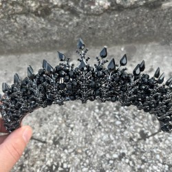 Belicia Siyah Gelin Kına Tacı Özel Gün Aksesuar Kadın Taç Saç Aksesuarı-BELICIA-6 Belicia Siyah Gelin Kına Tacı Özel Gün Aksesuar Kadın Taç Saç Aksesuarı-BELICIA-6