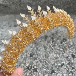 Belicia Gold Gelin Kına Tacı Özel Gün Aksesuar Kadın Taç Saç Aksesuarı-BELICIA-7 Belicia Gold Gelin Kına Tacı Özel Gün Aksesuar Kadın Taç Saç Aksesuarı-BELICIA-7