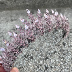 Belicia Pembe Gelin Kına Tacı Özel Gün Aksesuar Kadın Taç Saç Aksesuarı-BELICIA-8 Belicia Pembe Gelin Kına Tacı Özel Gün Aksesuar Kadın Taç Saç Aksesuarı-BELICIA-8