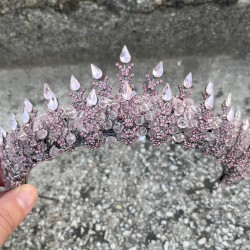 Belicia Pembe Gelin Kına Tacı Özel Gün Aksesuar Kadın Taç Saç Aksesuarı-BELICIA-8 Belicia Pembe Gelin Kına Tacı Özel Gün Aksesuar Kadın Taç Saç Aksesuarı-BELICIA-8