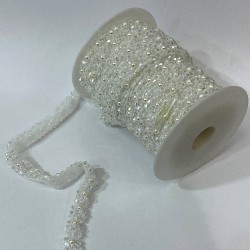 İnci İşlemeli Piramit Kristal Boncuklu Şerit-BIS-100