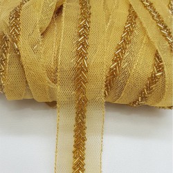 Sarı Kırık Boncuk İşlemeli Şerit-BIS-1001