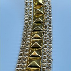 Sarı Zımba Desenli Boncuk İşlemeli Şerit-BIS-1007