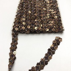 Tarçın Rengi Boncuk İşlemeli Şerit-BIS-1008