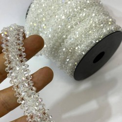 Şeffaf Kristal Boncuk İşlemeli Şerit-BIS-102