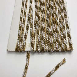 Beyaz Altın Sarısı Boncuk İşlemeli Şerit-BIS-1024