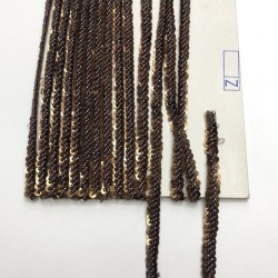 Siyahımsı Koyu Kahverengi Boncuk İşlemeli Şerit-BIS-1028