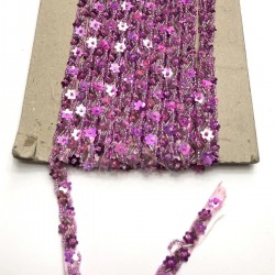 Orkide Rengi Boncuk İşlemeli Şerit-BIS-1033