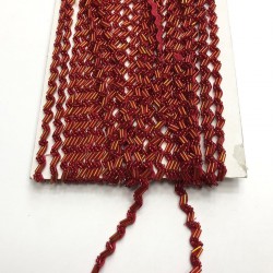 Alev Kırmızısı Boncuk İşlemeli Şerit-BIS-1036