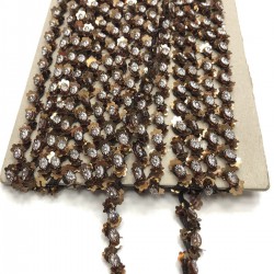 Kahverengi Papatya Boncuk İşlemeli Şerit-BIS-1046