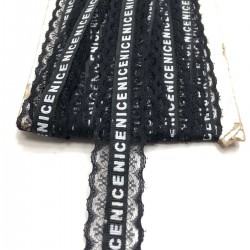 Siyah Yazılı Dantelli Şerit-BIS-1049