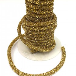 Altın Rengi Boncuk İşlemeli Boru Şerit-BIS-1051