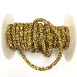 Altın Rengi Boncuk İşlemeli Boru Şerit-BIS-1051
