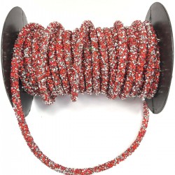 Kırmızı Boncuk İşlemeli Boru Şerit-BIS-1053