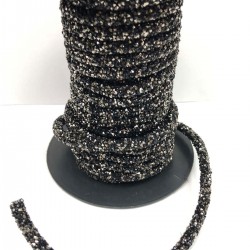 Antrasit Siyah Boncuk İşlemeli Boru Şerit-BIS-1054