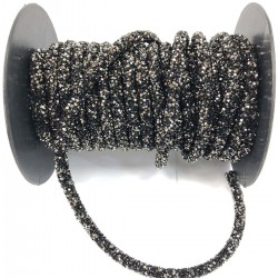 Antrasit Siyah Boncuk İşlemeli Boru Şerit-BIS-1054