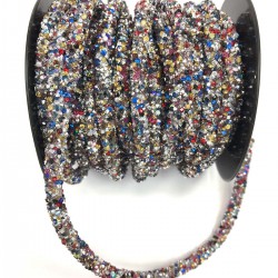 Rengarenk Boncuk İşlemeli Boru Şerit-BIS-1056