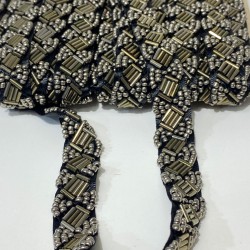 Antrasit Gri Boru Ve Kum Boncuk İşlemeli Şerit Bordür-BIS-113