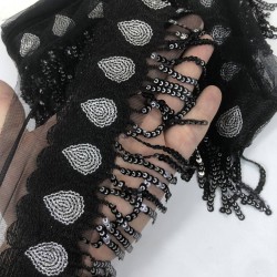 Damla Desenli Pullu Boncuklu İşlemeli Şerit-BIS-119