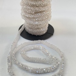 Şeffaf Kristal Boncuklu İşlemeli Özel Şerit-BIS-125