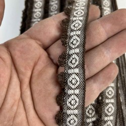 Kahverengi Bohemora Etnik Desenli Dokuma Şerit &ndash; P&uuml;sk&uuml;ll&uuml; Dekoratif Kenar S&uuml;s&uuml; 1 Metre-BOHEMORA-2