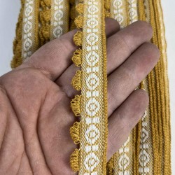 Hardal Bohemora Etnik Desenli Dokuma Şerit &ndash; P&uuml;sk&uuml;ll&uuml; Dekoratif Kenar S&uuml;s&uuml; 1 Metre-BOHEMORA-3