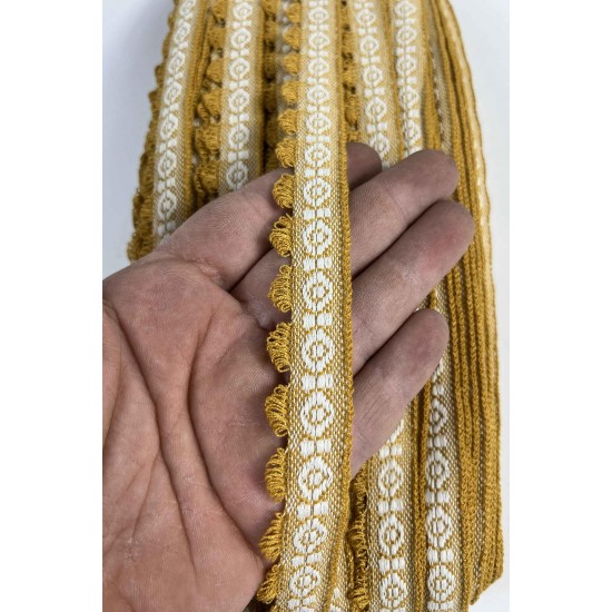 Hardal Bohemora Etnik Desenli Dokuma Şerit &ndash; P&uuml;sk&uuml;ll&uuml; Dekoratif Kenar S&uuml;s&uuml; 1 Metre-BOHEMORA-3