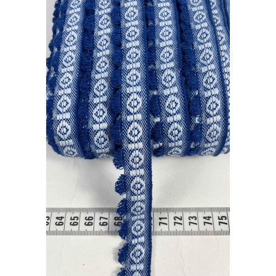 Saks Mavi Bohemora Etnik Desenli Dokuma Şerit &ndash; P&uuml;sk&uuml;ll&uuml; Dekoratif Kenar S&uuml;s&uuml; 1 Metre-BOHEMORA-5