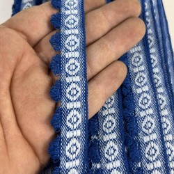Saks Mavi Bohemora Etnik Desenli Dokuma Şerit &ndash; P&uuml;sk&uuml;ll&uuml; Dekoratif Kenar S&uuml;s&uuml; 1 Metre-BOHEMORA-5