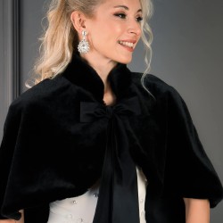 Siyah Saten Fiyonklu Kürk Etol Gelin Bolero-BOLERO-1005