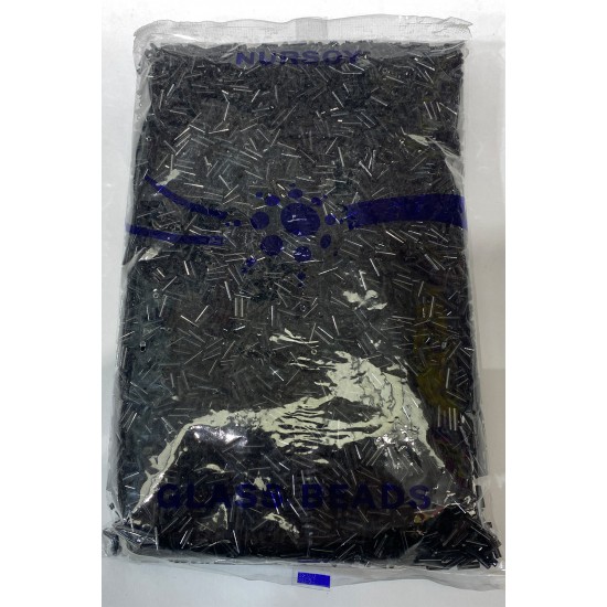 Siyah Düz Boru Boncuk 1 Paket 500 Gram-BORU-1069