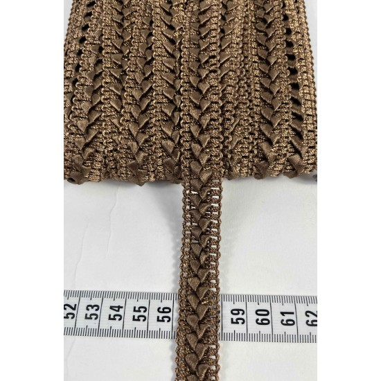 Kahverengi Braivora Zigzag &Ouml;rg&uuml; Şerit 2 Cm &ndash; Premium Dokuma Dekoratif Kenar S&uuml;s&uuml; 1 Metre-BRAIVORA-1