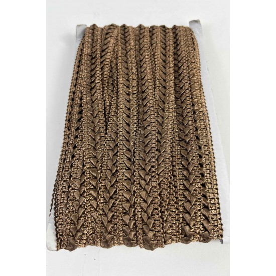 Kahverengi Braivora Zigzag &Ouml;rg&uuml; Şerit 2 Cm &ndash; Premium Dokuma Dekoratif Kenar S&uuml;s&uuml; 1 Metre-BRAIVORA-1