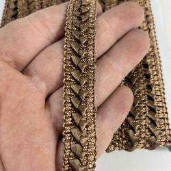 Kahverengi Braivora Zigzag &Ouml;rg&uuml; Şerit 2 Cm &ndash; Premium Dokuma Dekoratif Kenar S&uuml;s&uuml; 1 Metre-BRAIVORA-1