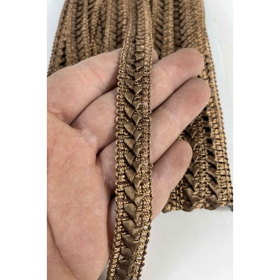 Kahverengi Braivora Zigzag &Ouml;rg&uuml; Şerit 2 Cm &ndash; Premium Dokuma Dekoratif Kenar S&uuml;s&uuml; 1 Metre-BRAIVORA-1