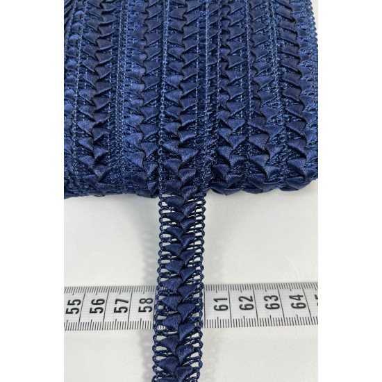 Lacivert Braivora Zigzag &Ouml;rg&uuml; Şerit 2 Cm &ndash; Premium Dokuma Dekoratif Kenar S&uuml;s&uuml; 1 Metre-BRAIVORA-2