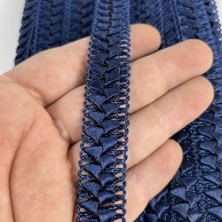 Lacivert Braivora Zigzag &Ouml;rg&uuml; Şerit 2 Cm &ndash; Premium Dokuma Dekoratif Kenar S&uuml;s&uuml; 1 Metre-BRAIVORA-2