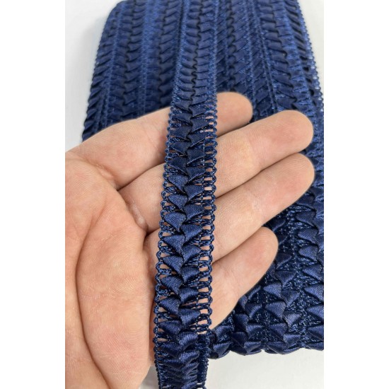 Lacivert Braivora Zigzag &Ouml;rg&uuml; Şerit 2 Cm &ndash; Premium Dokuma Dekoratif Kenar S&uuml;s&uuml; 1 Metre-BRAIVORA-2