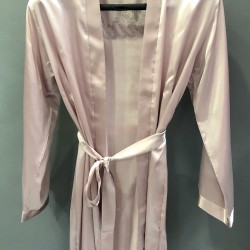 Pudra Saten Bride Taşlı Sabahlık-BRIDE-19