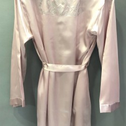 Pudra Saten Bride Taşlı Sabahlık-BRIDE-19