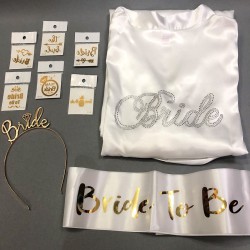 Bride Sabahlık Taç Kuşak Gold Dövme Seti-BRIDE-21