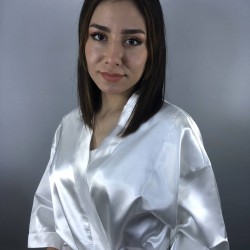 Beyaz Saten Bride Taşlı Sabahlık-BRIDE-3