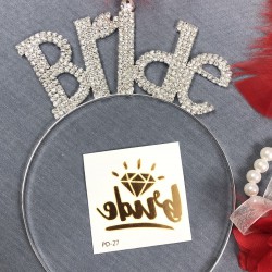 Kırmızı Lazer Çiçekli Bileklik Ve Bride Taç Seti-BRIDE-5