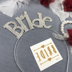 Bordo Lazer Çiçekli Bileklik Ve Bride Taç Seti-BRIDE-6