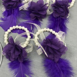 Mor Lazer Çiçekli Bileklik Ve Bride Taç Seti-BRIDE-7