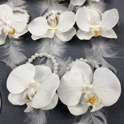 Orkide Çiçekli Bileklik Ve Bride Taç Seti-BRIDE-8