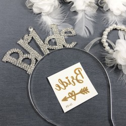 Beyaz Lazer Çiçekli Bileklik Ve Bride Taç Seti-BRIDE-9