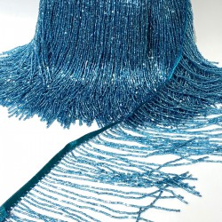 Mavi Boncuklu Saçak Püskül Şerit En 15 Cm -BSP-1000